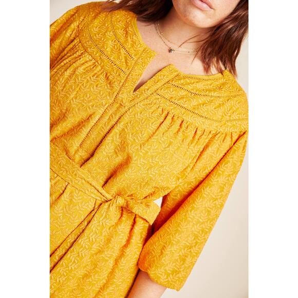 New Anthropologie Treva Embroidered Tunic by Daniel Rainn  $150 PLUS 2X  Honey - Picture 2 of 9